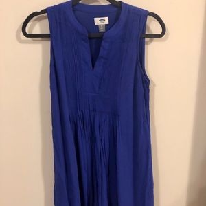 Sleeveless Pintuck Royal Blue Dress